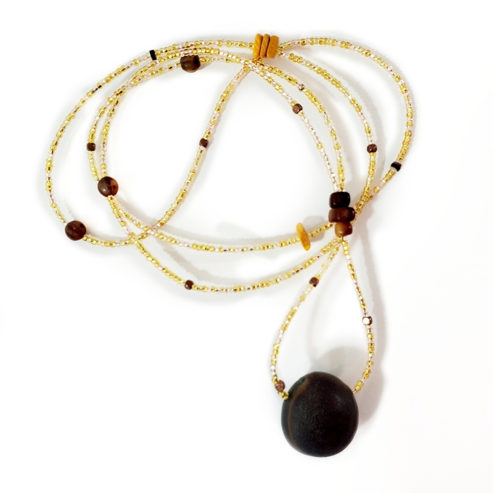 Florida Coast Seabean Beaded Layering Necklace